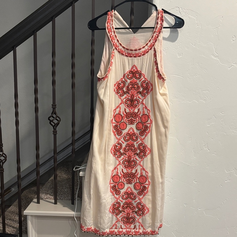 Sundance Ivory Halter with Coral Embroidery